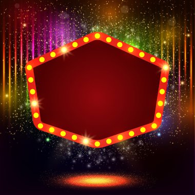 Retro casino ışık afiş ile parlayan arka plan