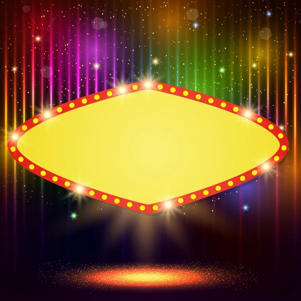 Glänzender Hintergrund mit Retro-Casino-Licht-Banner — Stockvektor