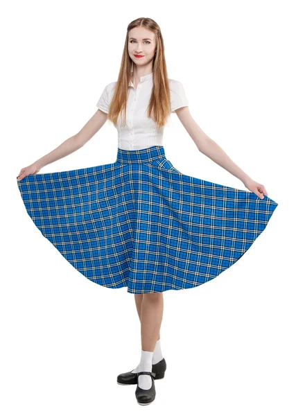 Young woman in clothing for Scottish dance — Stock Photo, Image