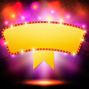 Retro casino ışık afiş ile parlayan arka plan