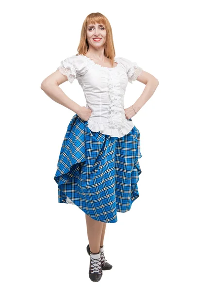 Young woman in clothing for Scottish dance Royalty Free Stock Images