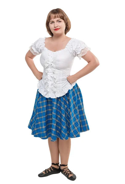 在苏格兰舞蹈服装的年轻女子 — 图库照片