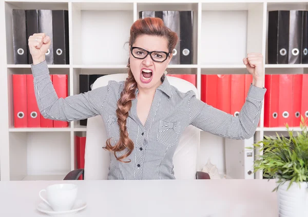 Angry business woman boss screaming — Stock Photo, Image