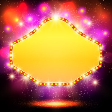Retro casino ışık afiş ile parlayan arka plan