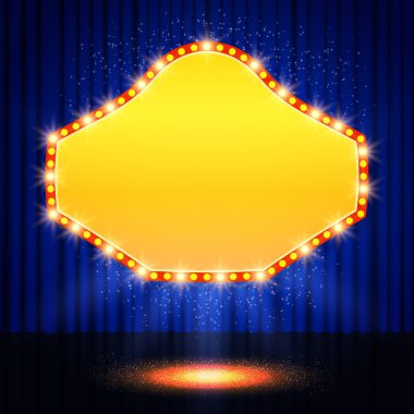 Retro casino banner sahne perdesi üzerinde parlayan