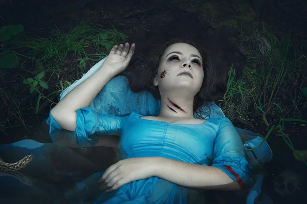 Terrible drowned dead ghost woman — Stock Photo, Image