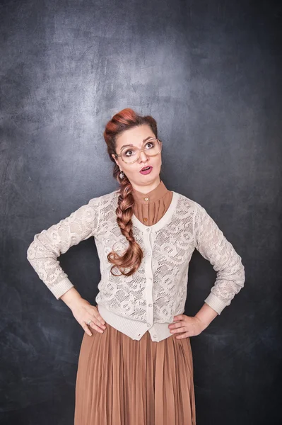 Surprised teacher in glasses — Stock Photo, Image