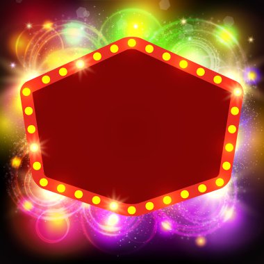 Retro casino ışık afiş ile parlayan arka plan