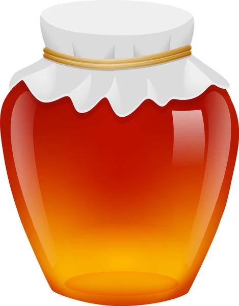 好甜的蜂蜜在满玻璃瓶里 用白色孤立的矢量逼真的图解 — 图库矢量图片