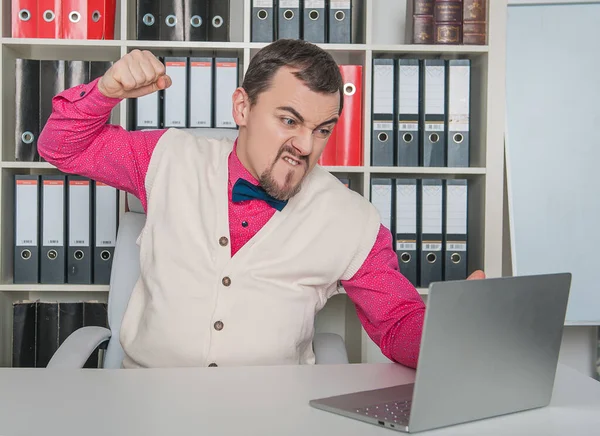 Wütend Chef Geschäft Retro Stil Mann Schreit Büro — Stockfoto