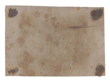 Lekeleri ve çizikleri olan eski, kaba doku retro kağıdı izole edilmiş.