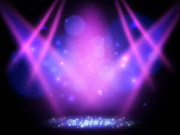 Сяючий Абстрактний Фон Блакитними Прожекторами Боке Дизайн Презентації Концерту Шоу — стоковий вектор
