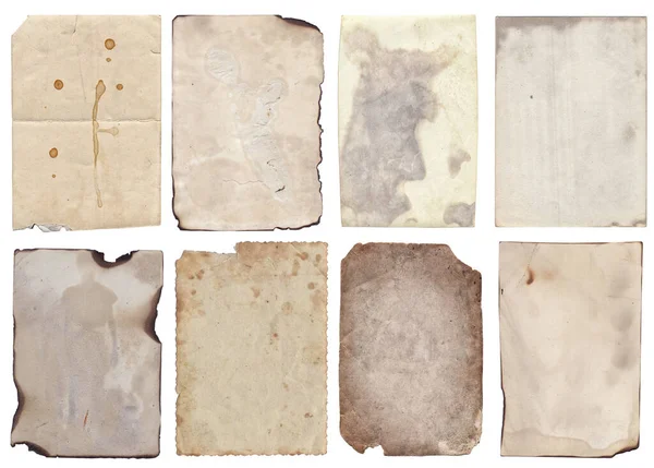 ดของกระดาษหยาบว นเทจโบราณต างๆท รอยข วนและคราบเน อเย อแยกบนส ขาว — ภาพถ่ายสต็อก
