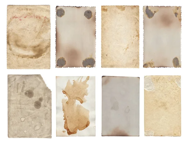 ดของกระดาษหยาบว นเทจโบราณต างๆท รอยข วนและคราบเน อเย อแยกบนส ขาว — ภาพถ่ายสต็อก