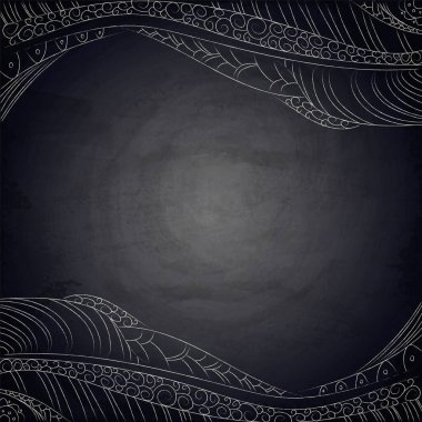 Tasarım için elle çizilmiş karalama desenli tebeşir tahtası arkaplanı