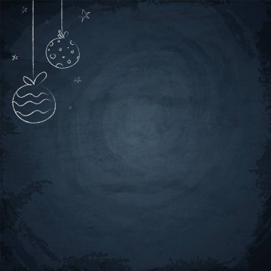 Tasarım için el çizimi Noel dekoratif elementleri ile tebeşir tahtası arka planı