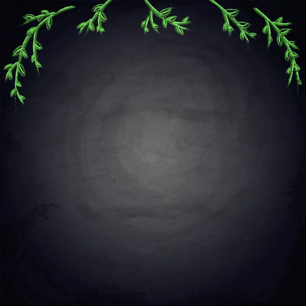 Arrière Plan Tableau Noir Pour Conception Avec Des Branches Plantes — Image vectorielle