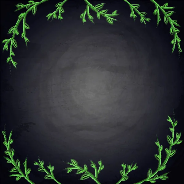 Chalkboard Μαυροπίνακα Φόντο Για Σχεδιασμό Χέρι Που Κλαδιά Φυτών — Διανυσματικό Αρχείο