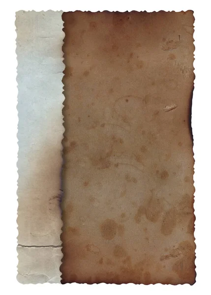Old Vintage Rough Paper Scratches Coffee Stain Texture Isolated White — Stock Photo, Image