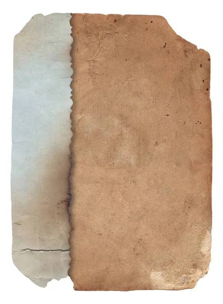 Старая Винтажная Грубая Бумага Царапинами Текстурой Пятна Кофе Изолированы Белом — стоковое фото