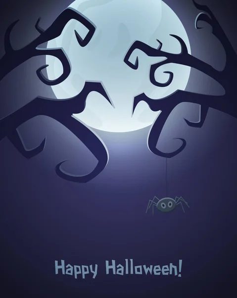 Buon Halloween Sfondo Design Con Albero Raccapricciante Luna Illustrazione Vettoriale — Vettoriale Stock