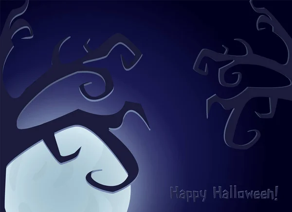 Joyeux Fond Halloween Pour Conception Avec Arbre Effrayant Lune Illustration — Image vectorielle