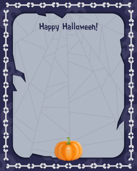 Fond Halloween Avec Feuille Papier Vide Citrouille Illustration Vectorielle — Image vectorielle