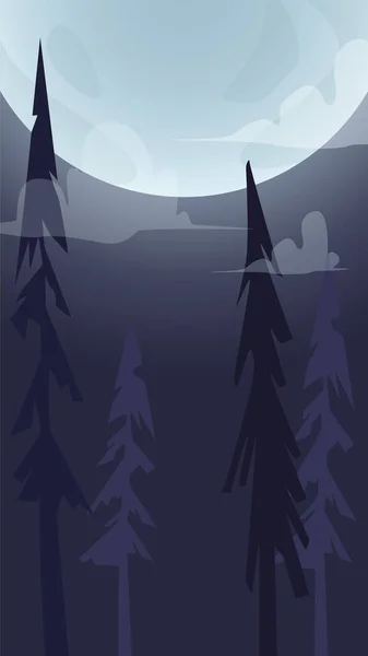 Halloween Karte Hintergrund Mit Gruseligen Wald Und Mond Vektorillustration — Stockvektor