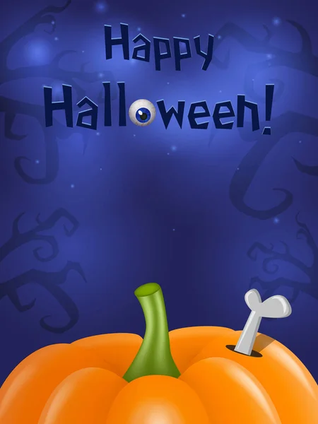 Blu Brillante Sfondo Della Carta Halloween Con Zucche Illustrazione Vettoriale — Vettoriale Stock