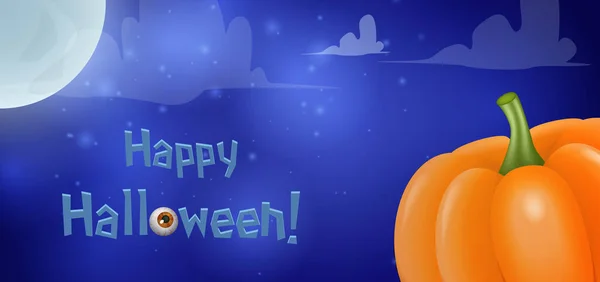 Tło Karty Halloween Księżyca Dyni Ilustracja Wektora — Wektor stockowy