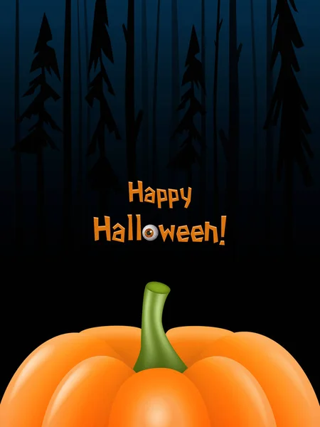 Fond Vectoriel Halloween Avec Forêt Sombre Grande Citrouille — Image vectorielle