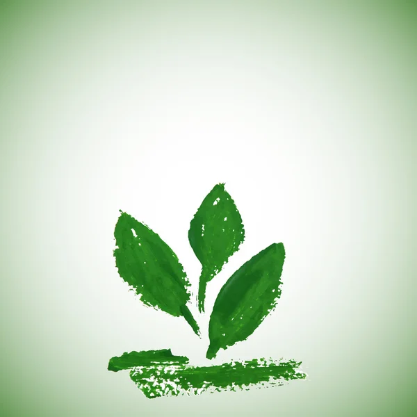 Çizili yeşil yaprakları elle çizilmiş — Stok fotoğraf