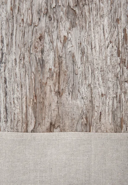 Linen fabric on the old rustic wood — Stock Photo, Image