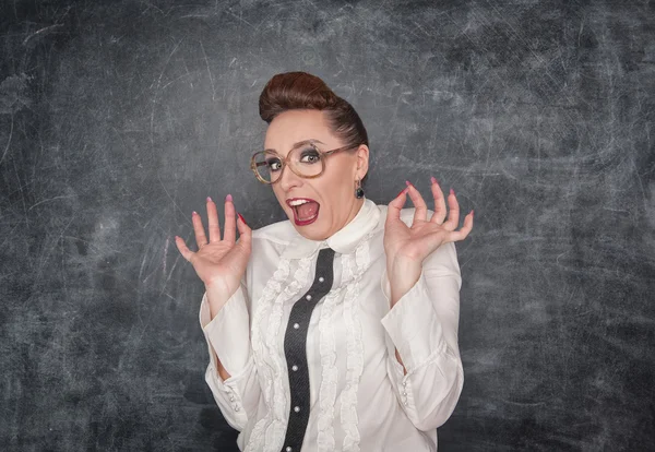 Vyděšený učitel brýlí — Stock fotografie