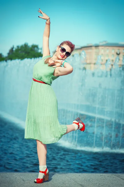 Beautiful woman in vintage clothing — Stock Photo, Image