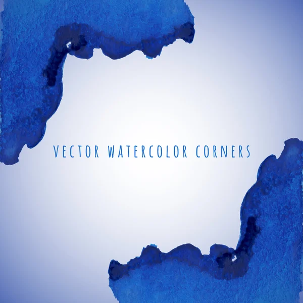 Azul vetor aquarela pinceladas cantos — Vetor de Stock