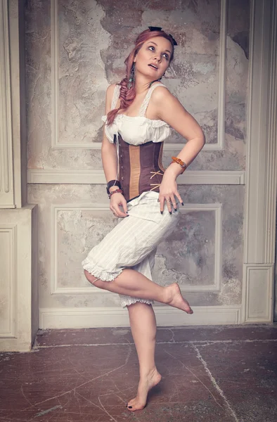 Beautiful steampunk woman posing — Stock Photo, Image