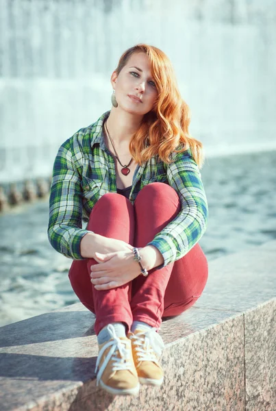 Hipster redhead girl — Stock Photo, Image