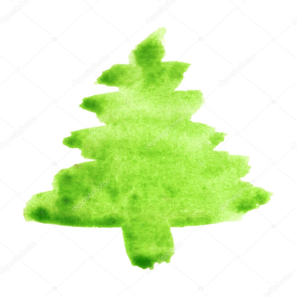 Abstract vector watercolor fir-tree 