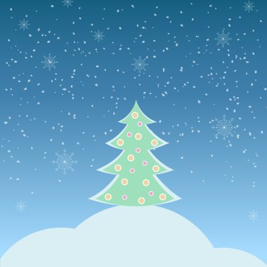 Kış manzara köknar ağacı ile vektör çizim