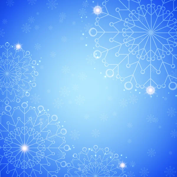 Copo de nieve abstracto fondo azul — Vector de stock