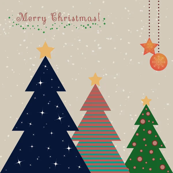 Tarjeta de Navidad con abetos decorados — Archivo Imágenes Vectoriales