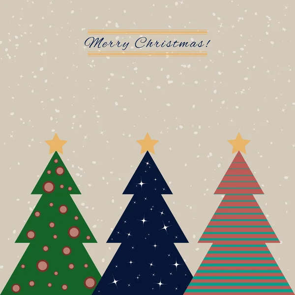 Tarjeta de Navidad con abetos decorados — Vector de stock