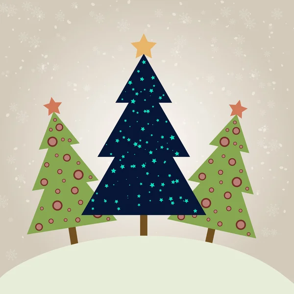 Cartão de Natal com abetos decorados — Vetor de Stock