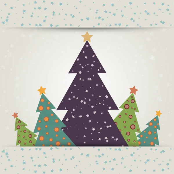Carte de Noël avec sapins décorés — Image vectorielle
