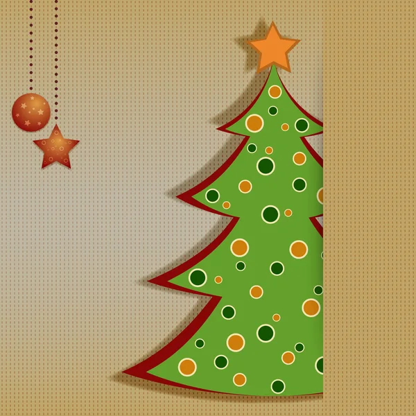 圣诞卡片与装饰的杉木树 — 图库矢量图片