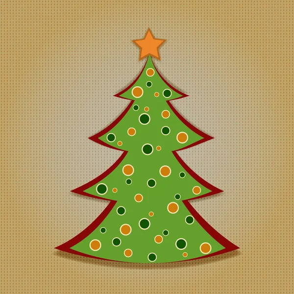 Christmas card with decorated fir tree — Stock Vector