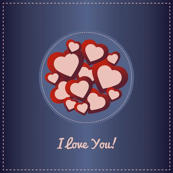 Valentine day card with red hearts — Stock Vector