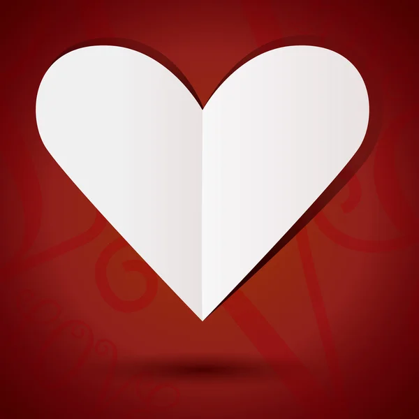 Abstraktní papírové srdce na červeném pozadí — Stockový vektor