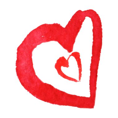 sulu boya boyalı kırmızı Kalpler